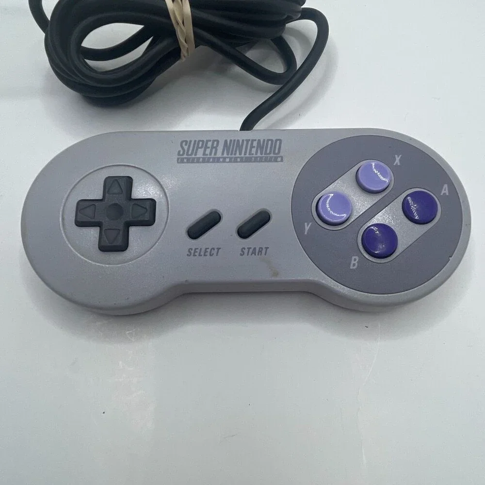 OEM Gray Nintendo SNES Classic Wired 16-Bit Purple Buttons Controller SNS-005